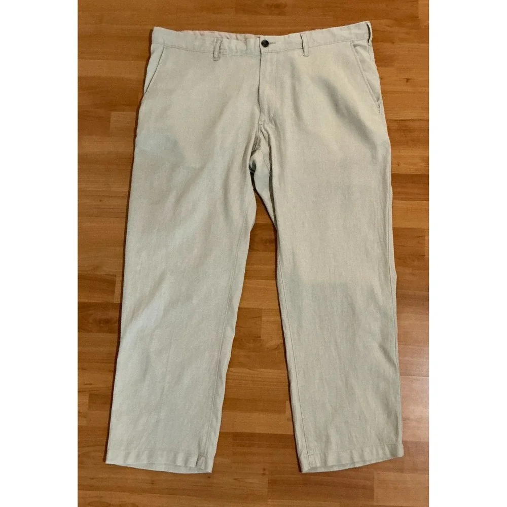 Marks & Spencer‎ Linen Pants Men's 40x28 Beige Stone Linen Blend Trousers